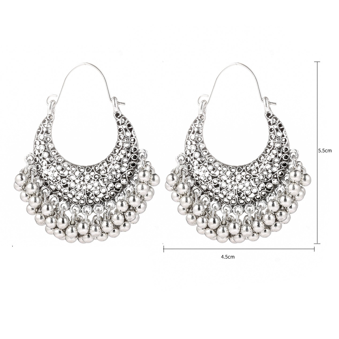 Style Hollow Bell Moon Metal Alloy Ornament Earrings