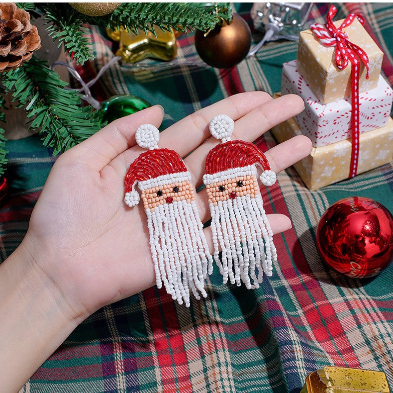 Ear Handmade Beaded Christmas Old Man Earrings