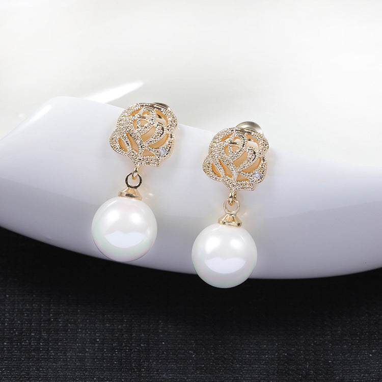 Korean Style Pearl Temperament Long Simple Earrings