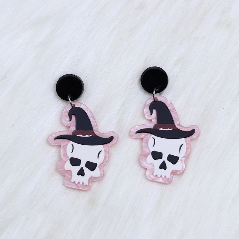 Wand Ghost Skull Scissor Pumpkin Cartoon Earrings