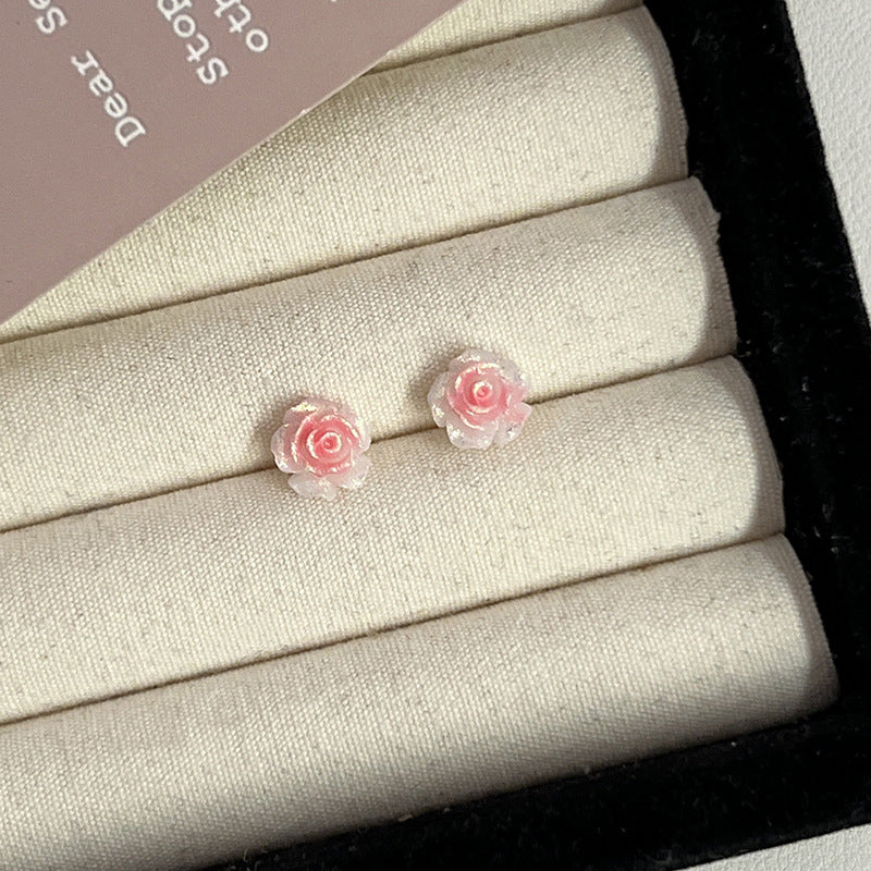 Pink Zircon Ear Female Niche High-grade Earrings