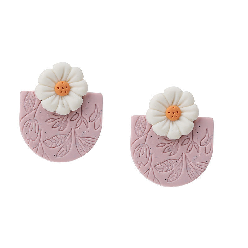 Contrast Color Polymer Clay Creative Artistic Earrings