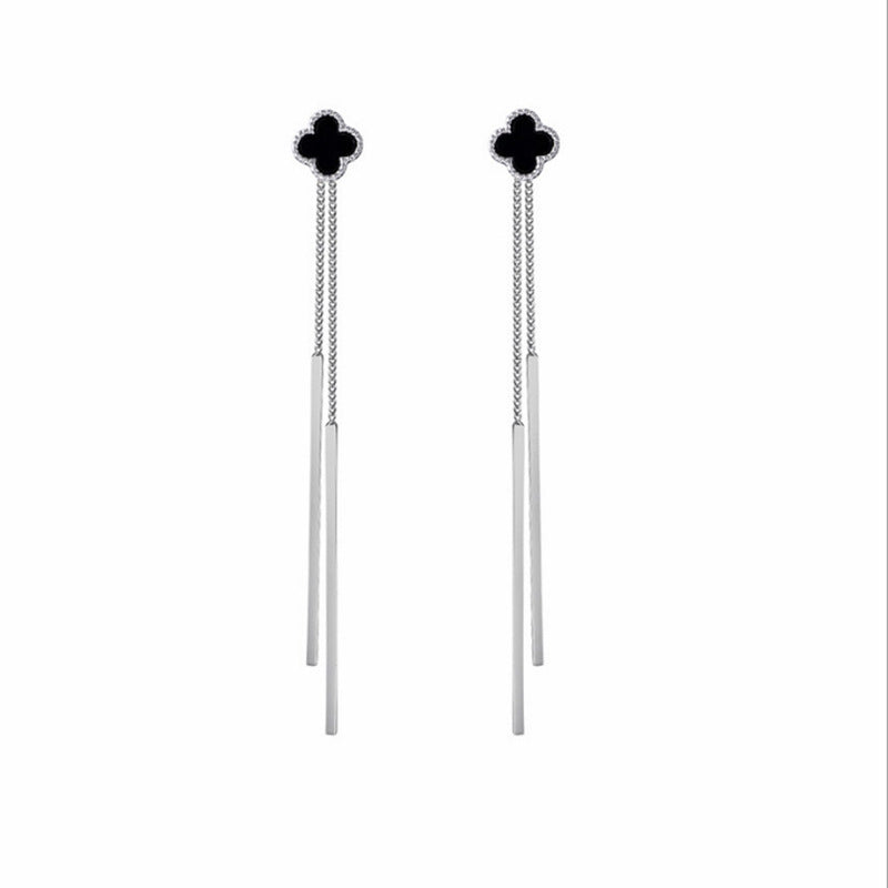 Clover Ear Simple Long Double Stick Earrings