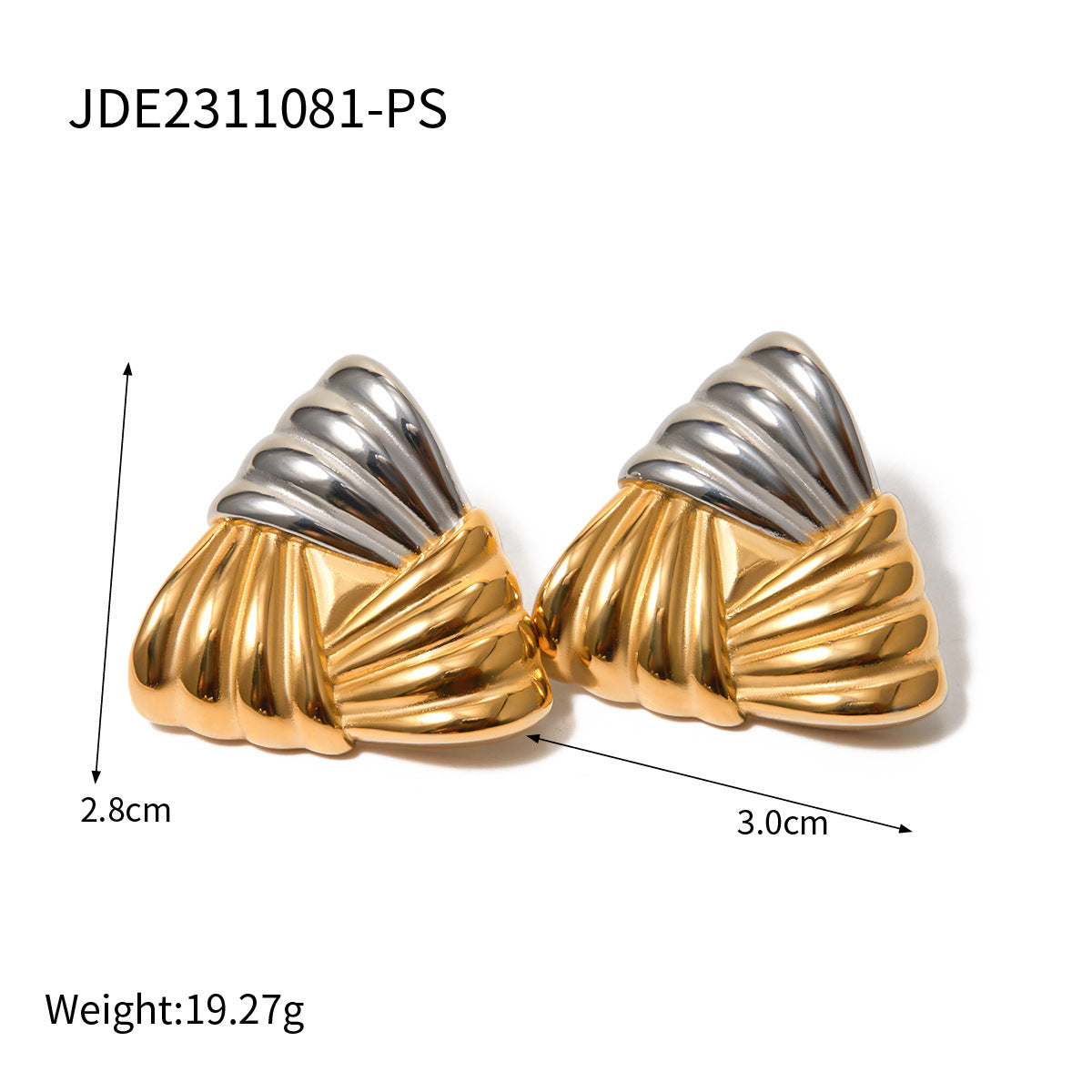 Gold Stainless Steel Woven Texture Color Earrings