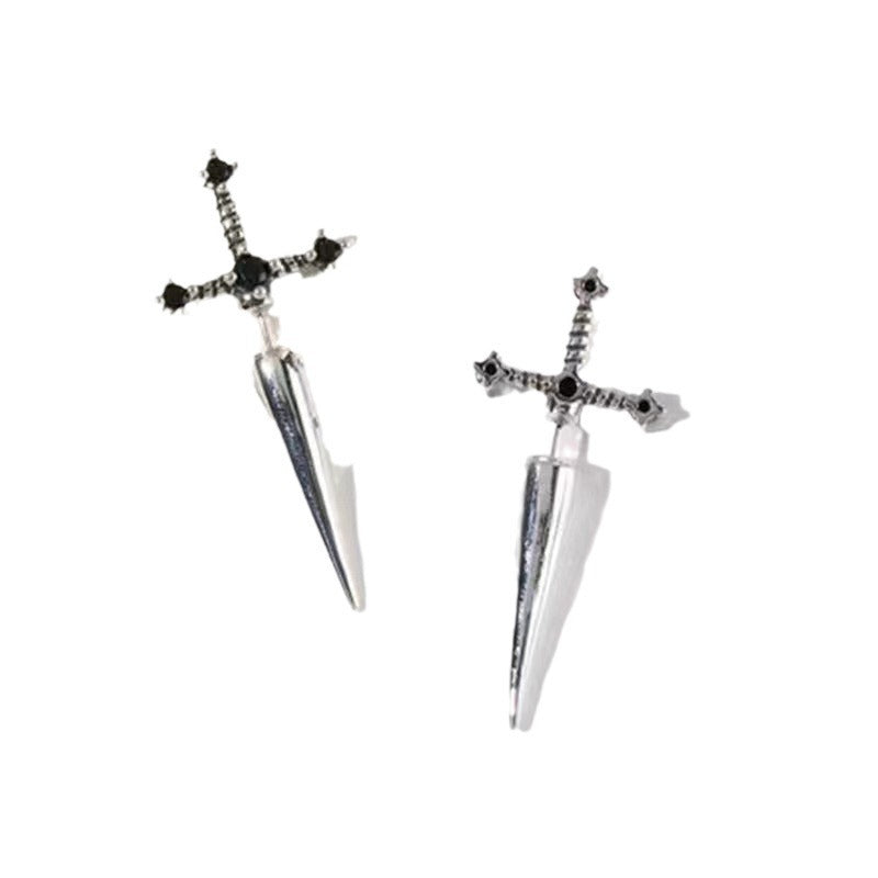 Women's Gothic Sword Female Vintage Bright Crystal Earrings