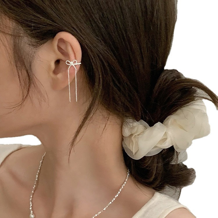 Women's Sweet Bow Tassel Ear Bone Clip Simple Fashionable Earrings