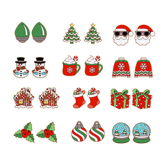 Candy House Gift Socks Sweater Santa Earrings