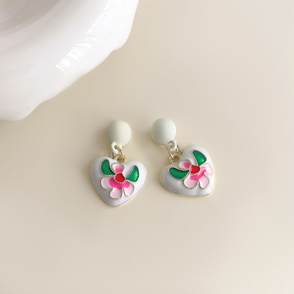 Women's Enamel Glaze Flowers Fresh Sweet Design Sense Earrings