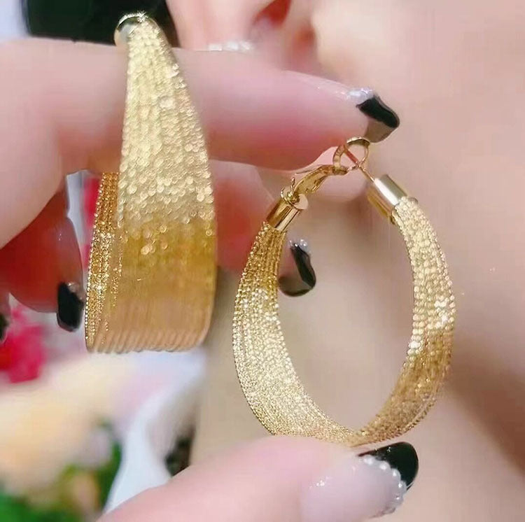 Golden Earclip High-grade Female Temperament Circle Earrings