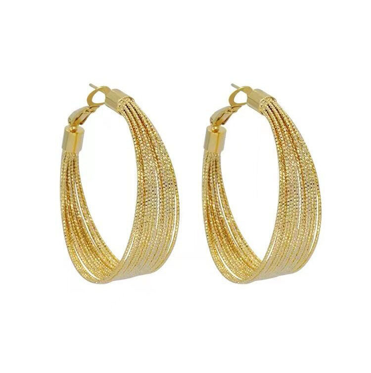 Golden Earclip High-grade Female Temperament Circle Earrings