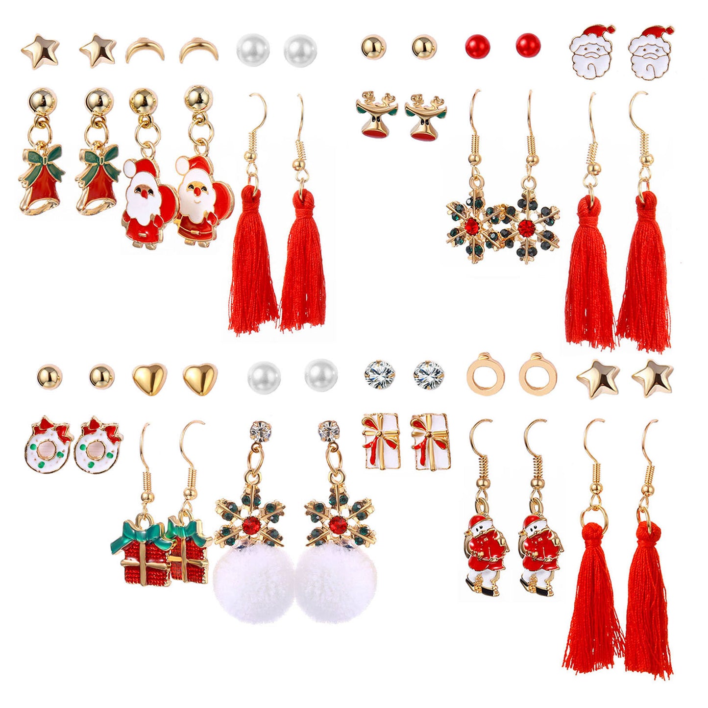 Christmas Combination Cute Exquisite Santa Claus Earrings