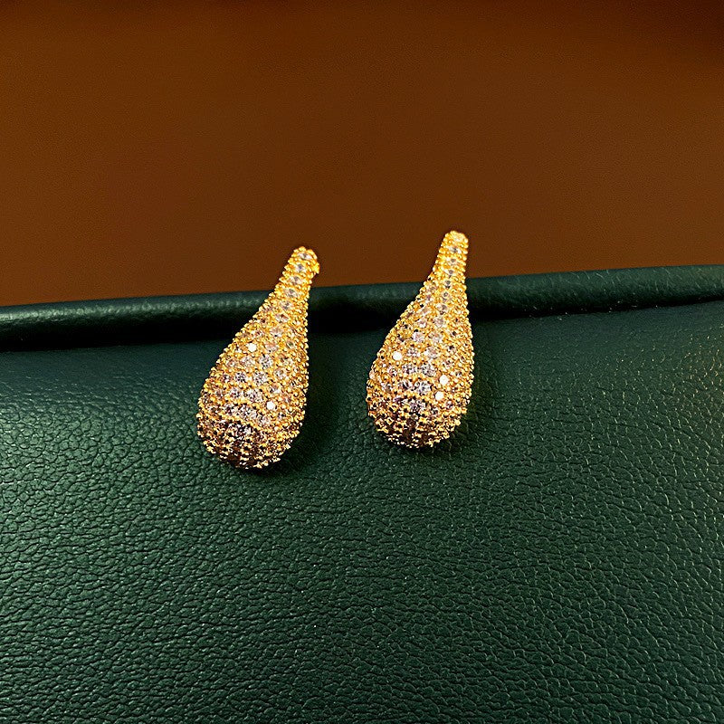 High Sense Light Luxury Minority Design Zircon Tassel Earrings