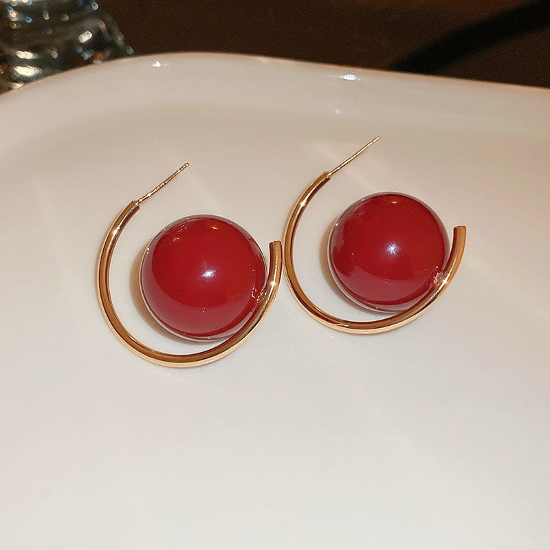 Red Dripping Oil Love Heart Minority Fashion Temperament Earrings