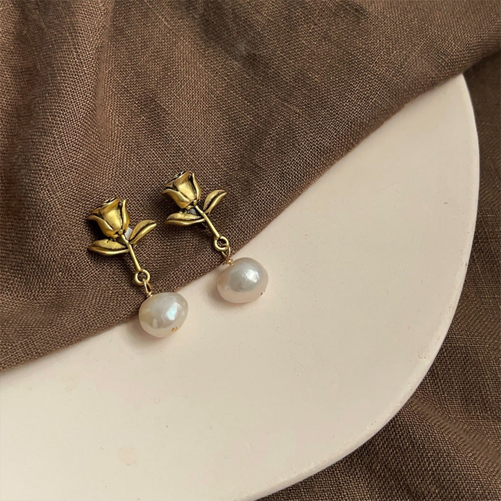 Women's Pearl For French Style Retro Elegant Niche High-grade Light Earrings