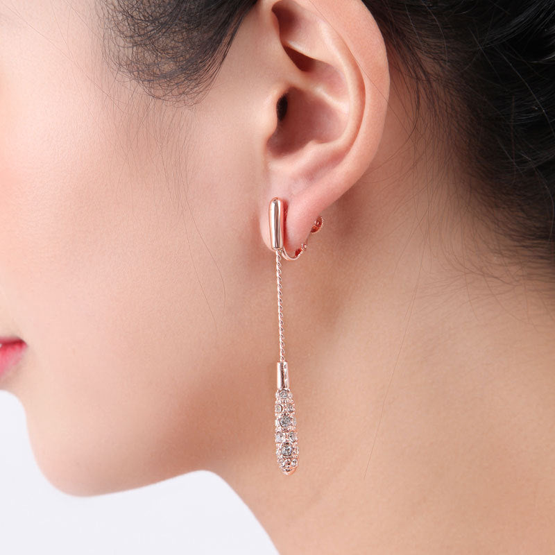 Women's Without Pierced Temperament Sier Long Painless Super Earrings