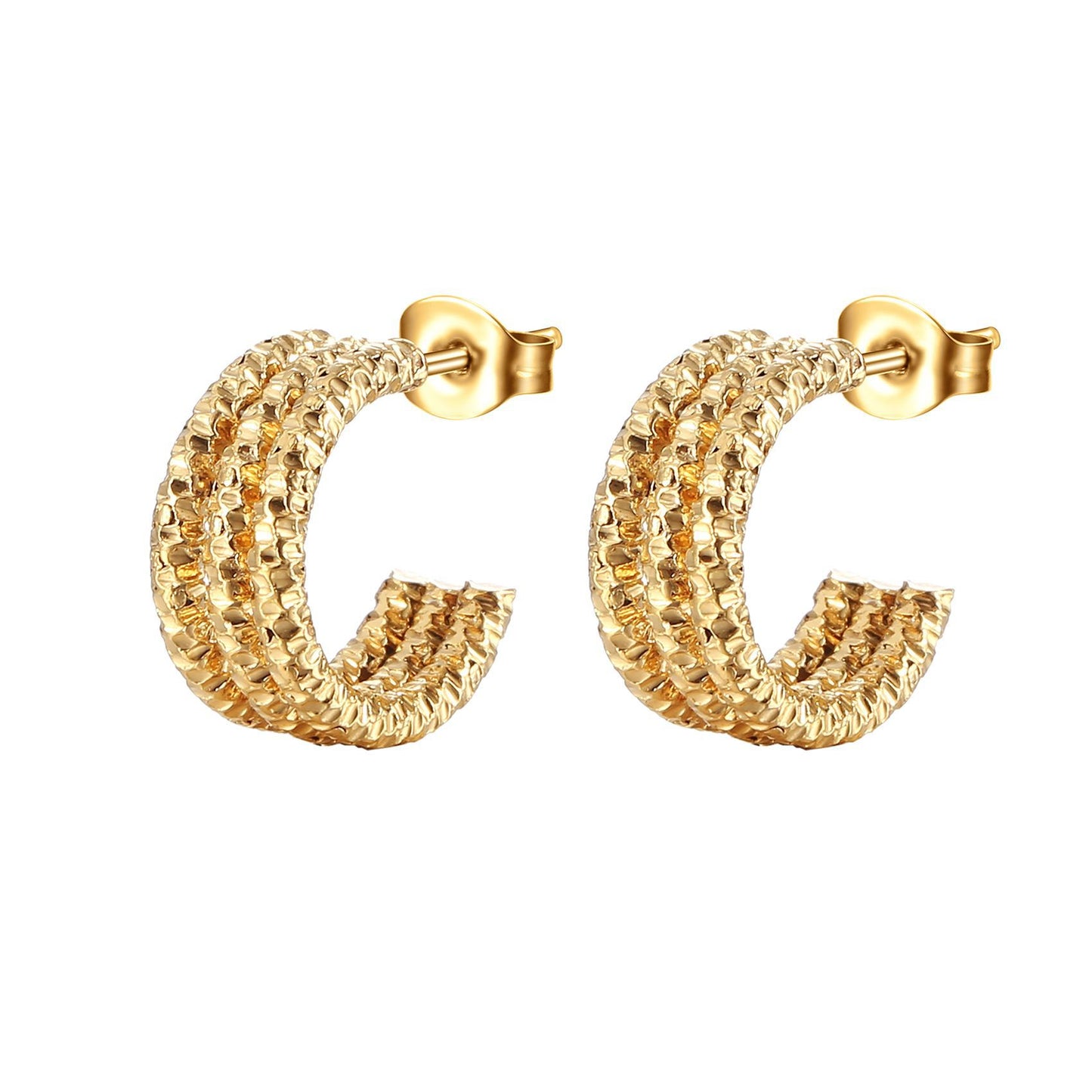 Women's Fashionable Stainless Steel Starry Trendy Gold-plated Earrings