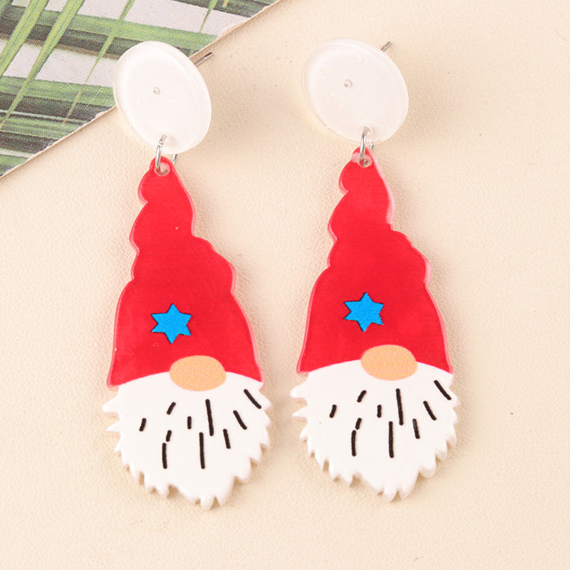 Women's Snowman Acrylic Ear Cartoon Tree Hat Earrings