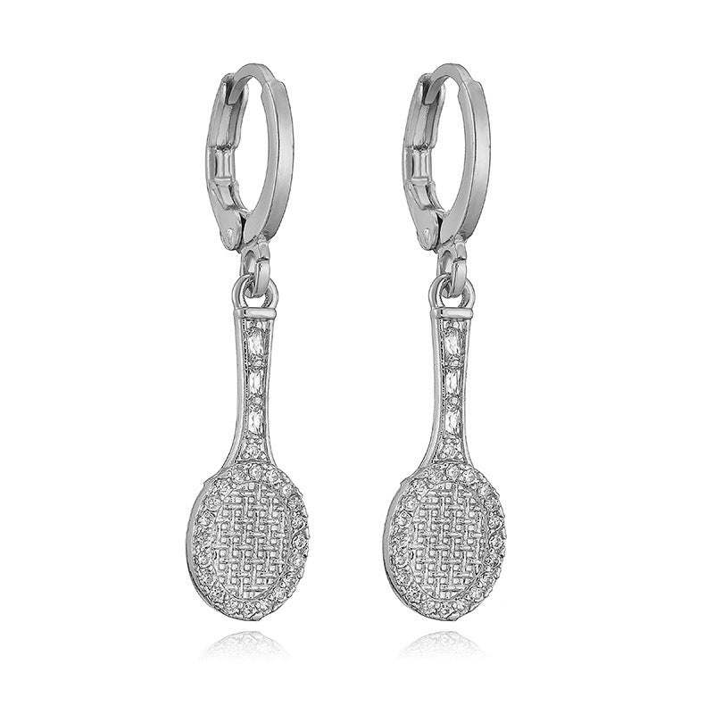 Small Creative Badminton Racket Scallop Clover Earrings