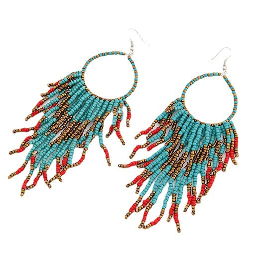 Bead Korean Fashion Bohemian Beaded Temperamental Earrings