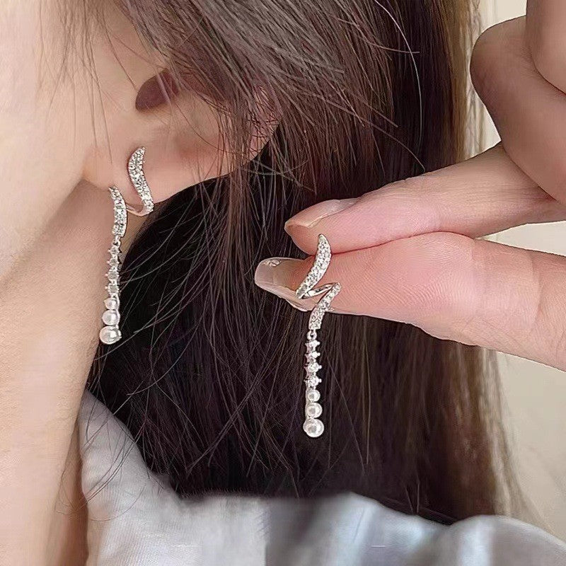 Women's Bow Pearl Tassel Design High-grade Summer Earrings