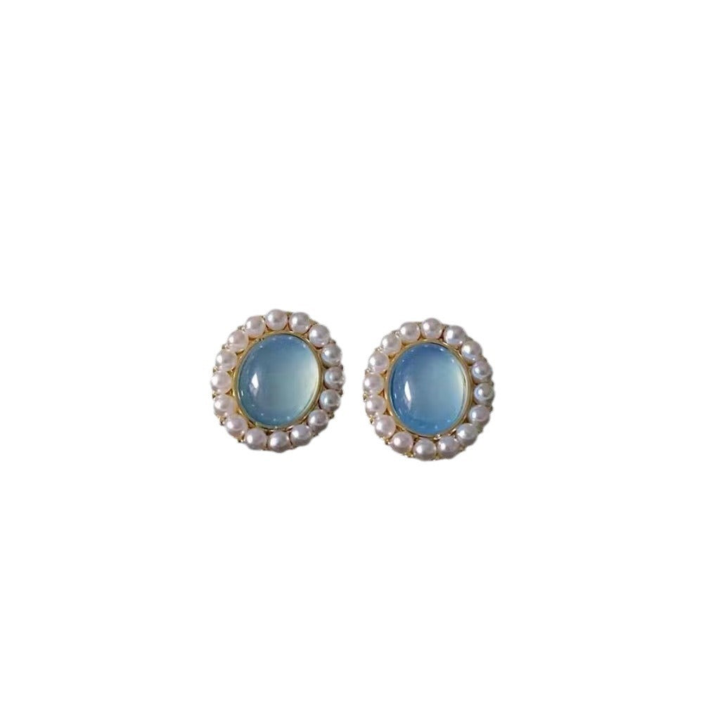 Elegant High-grade Pearl Opal Stone Ear Earrings