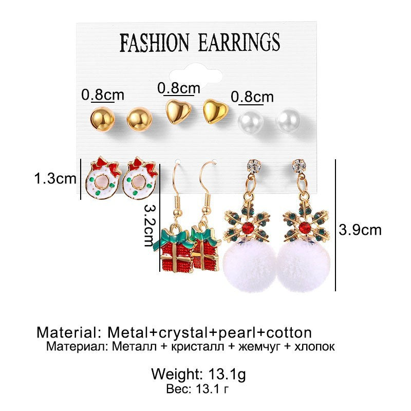 Christmas Combination Cute Exquisite Santa Claus Earrings