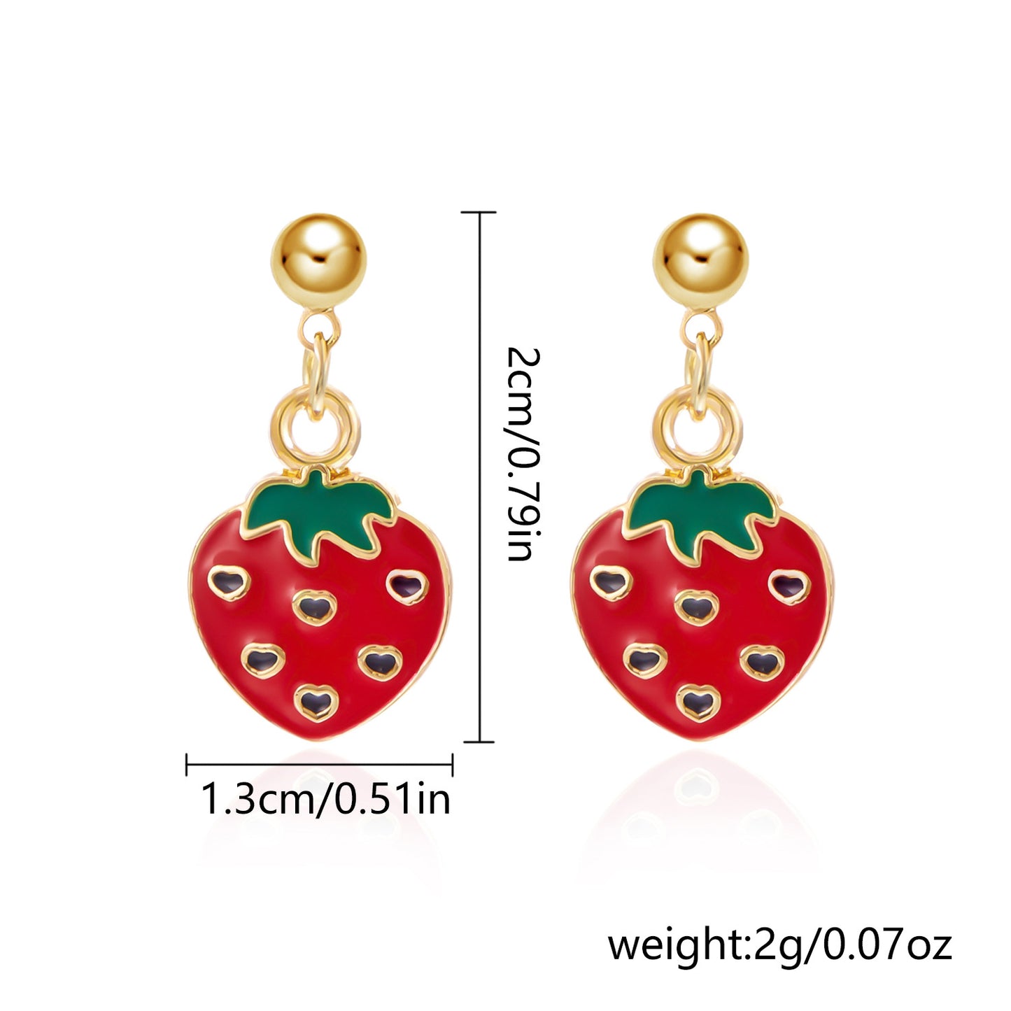 Sweet Style Cute Strawberry Ear Diamond Earrings