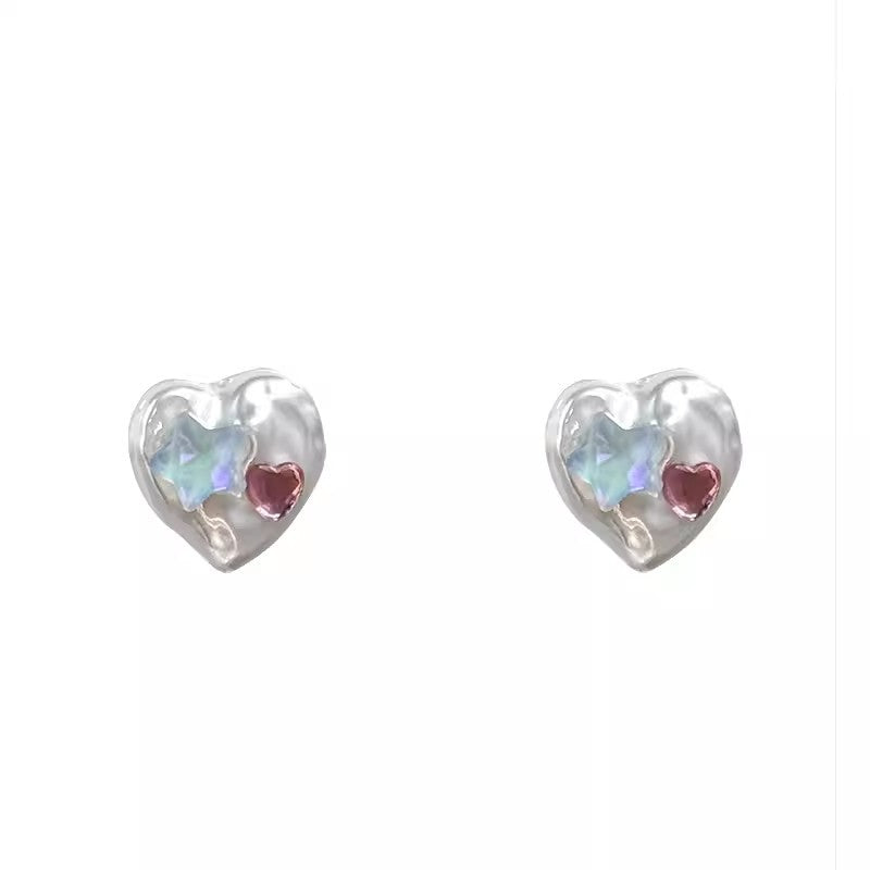 Colorful Heart-shaped Zircon Star Ear Fashionable Rings