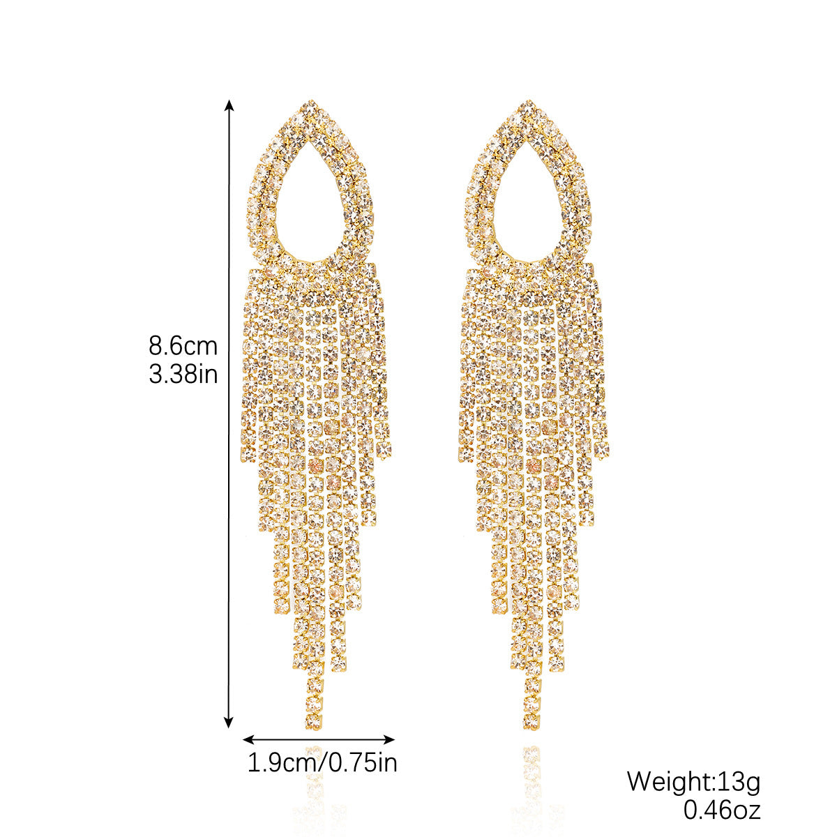 Tassel Long High Profile Zircon Rhinestone Earrings