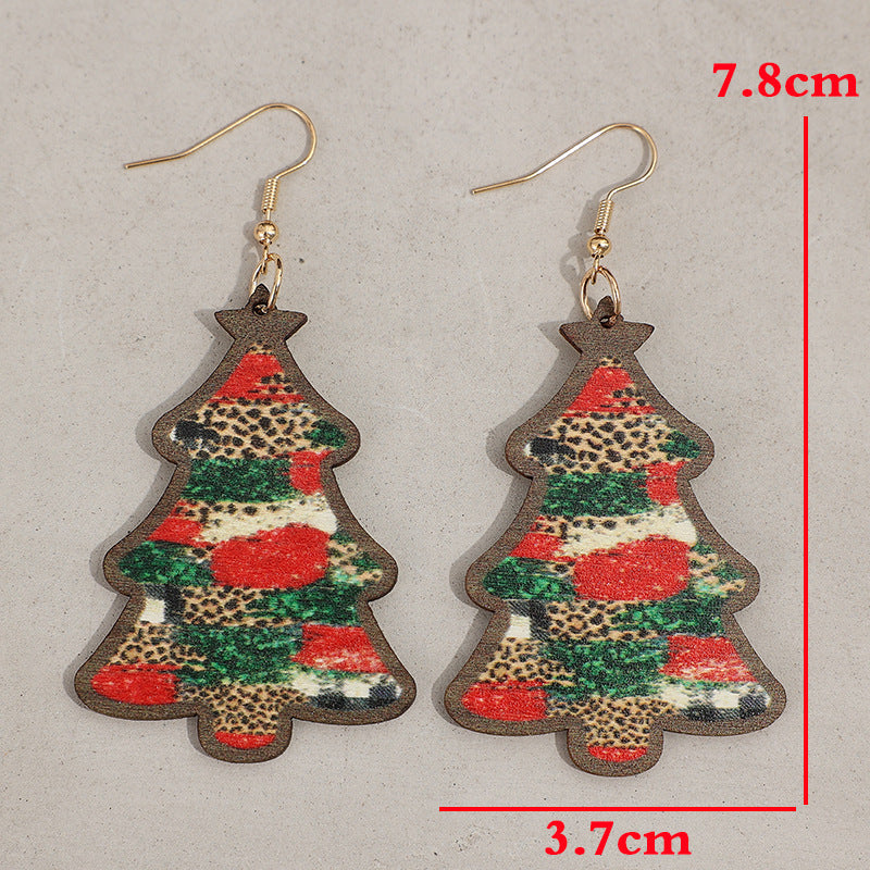 Women's Popular Christmas Series Plaid Striped Bottom Earrings