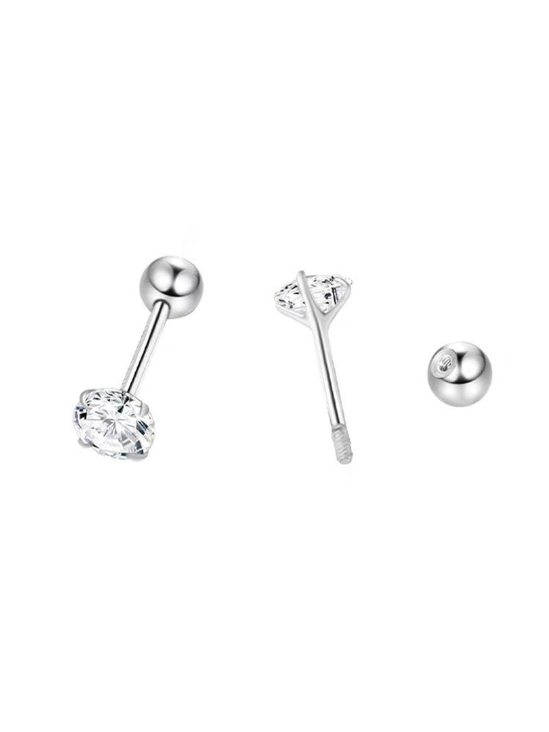 Super Flash Screw Tightening Buckle Zircon Earrings