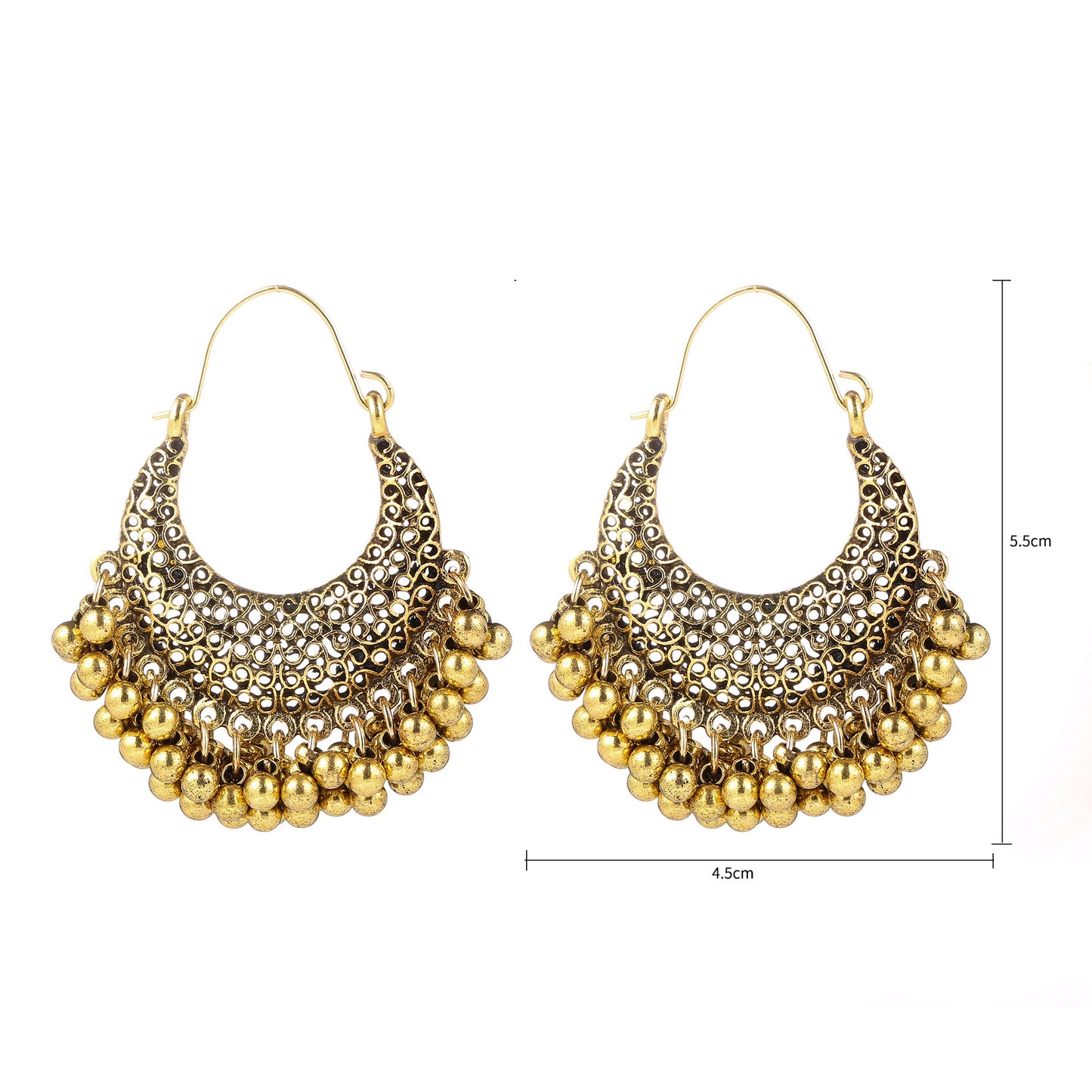 Style Hollow Bell Moon Metal Alloy Ornament Earrings