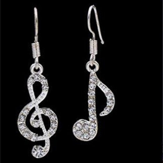 Note Temperament Female Asymmetric Shining Personality Earrings