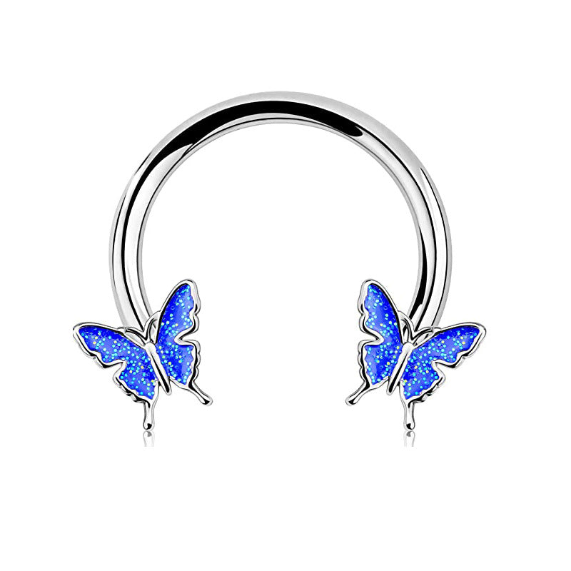 Dripping Butterfly Nose Sequins Circle Ear Cuff Earrings