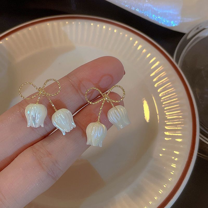 Sier Needle Spring Sweet Flowers Elegant Earrings