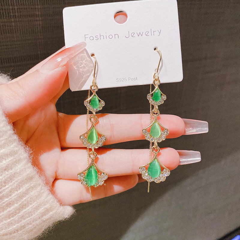 Trendy Hanging Graceful Ginkgo High-grade Niche Earrings