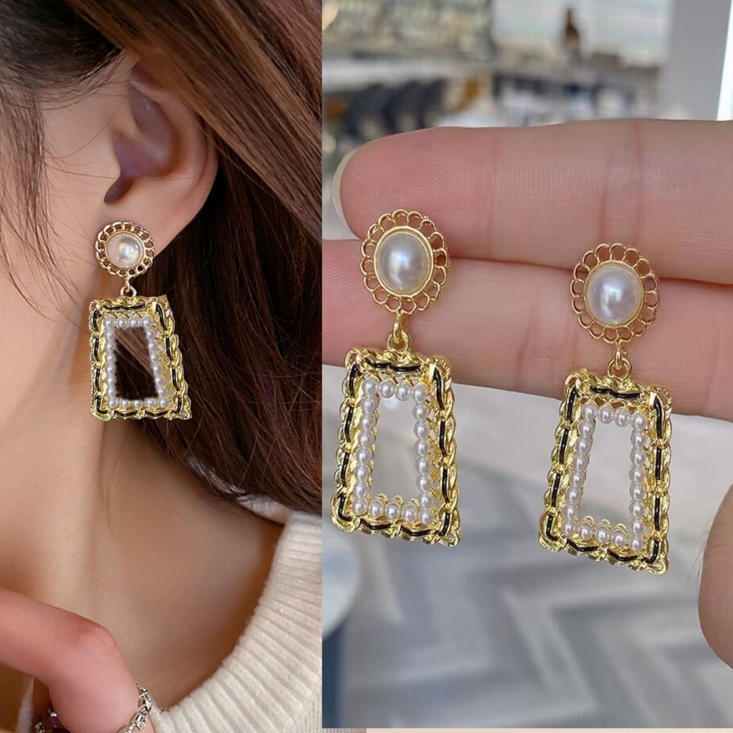 Women's Long Sier Needle Tassel Face Slimming Earrings