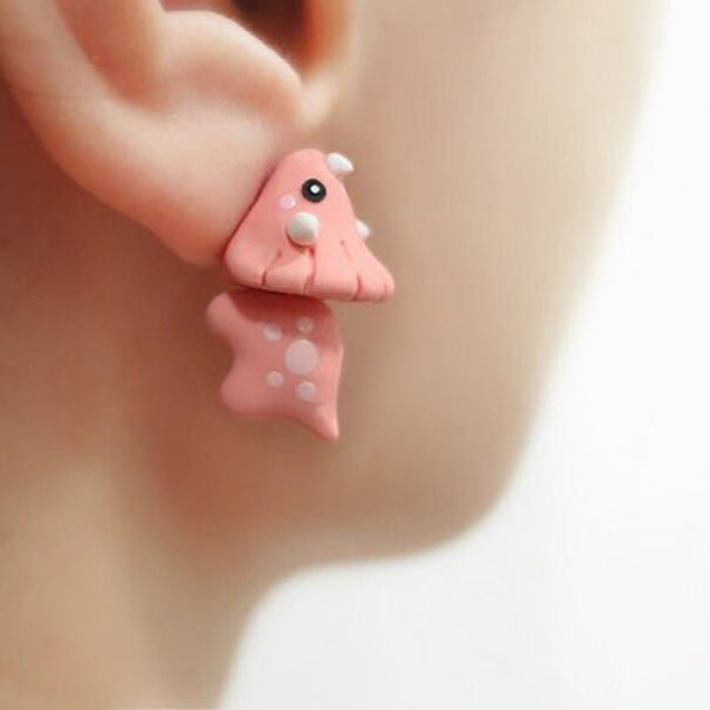 Cartoon Animal Dinosaur Shark Spray Paint Earrings