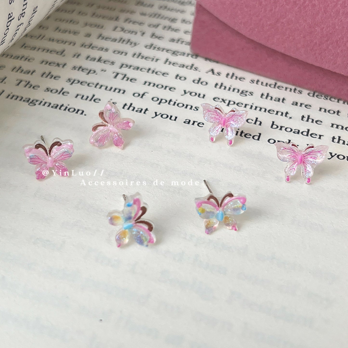 Women's Colorful Butterfly Three Pairs Earings Set Combination Small Delicate Earrings