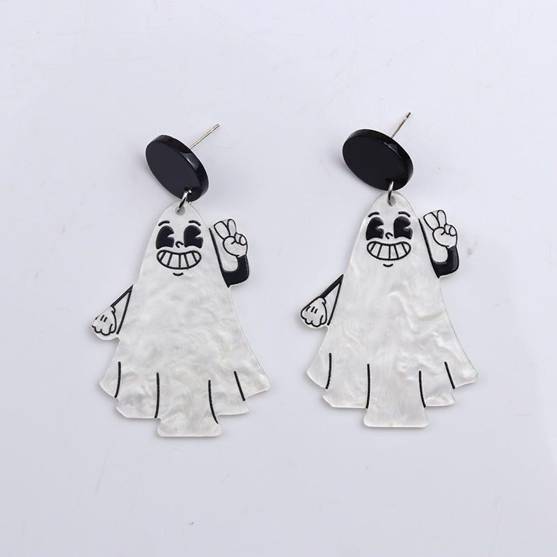 Wand Ghost Skull Scissor Pumpkin Cartoon Earrings