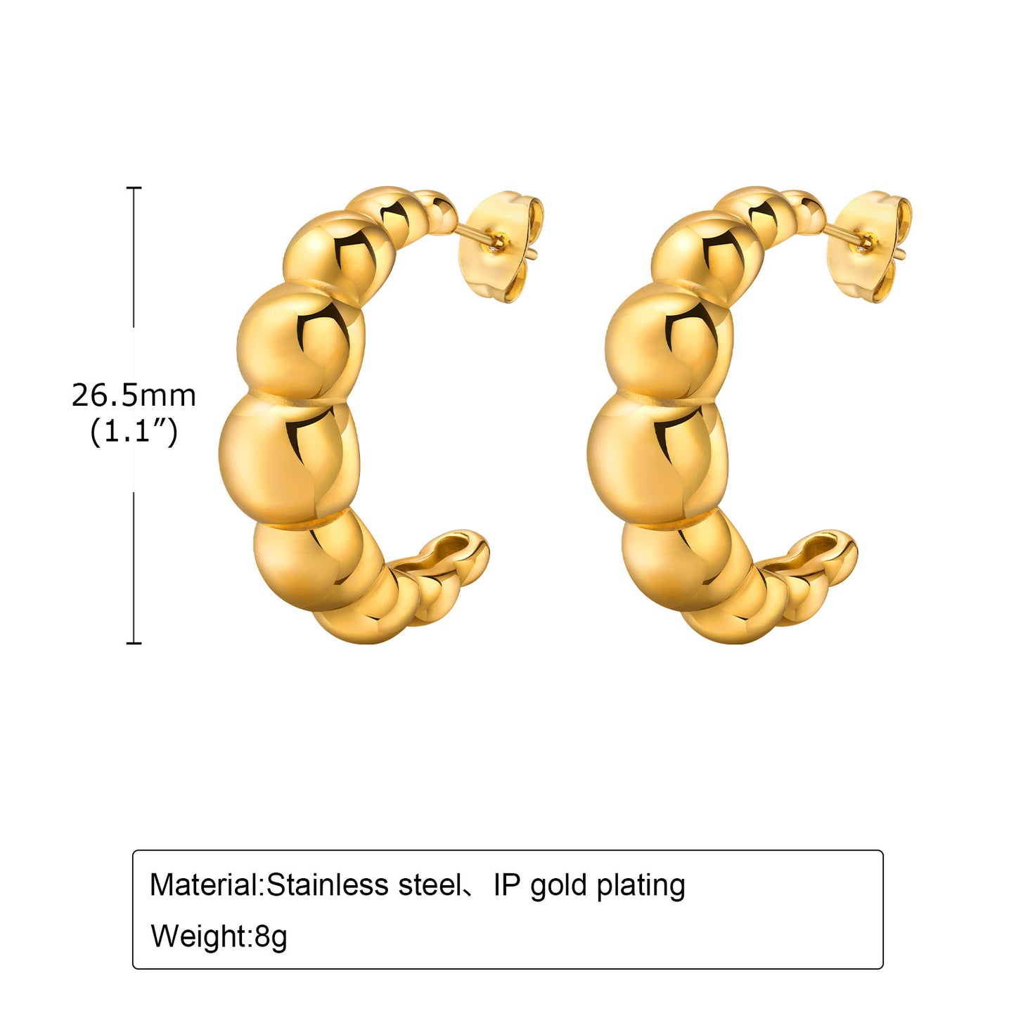 Steel Ear U-shaped Hollow Embossed Irregular Earrings