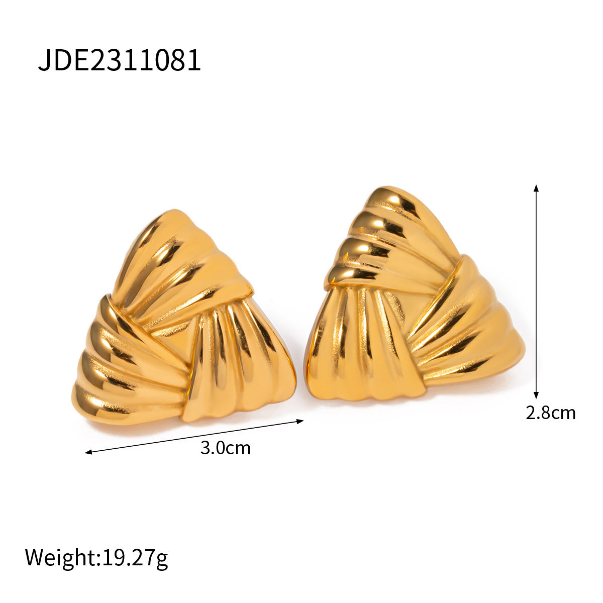 Gold Stainless Steel Woven Texture Color Earrings