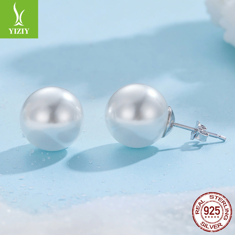 Women's Sier Simple Classic Shell Pearl Ear Earrings