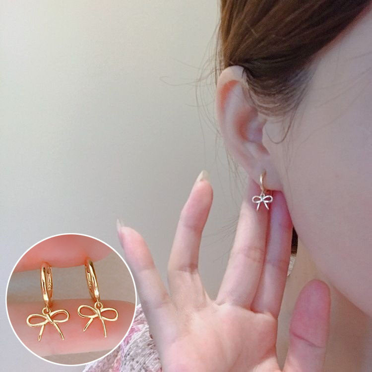 Women's Sweet Bow Tassel Ear Bone Clip Simple Fashionable Earrings