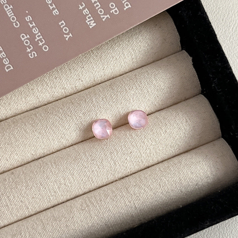 Pink Zircon Ear Female Niche High-grade Earrings