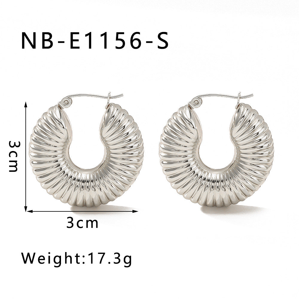 Women's Stainless Steel Gold Thread Hollow Plated Earrings