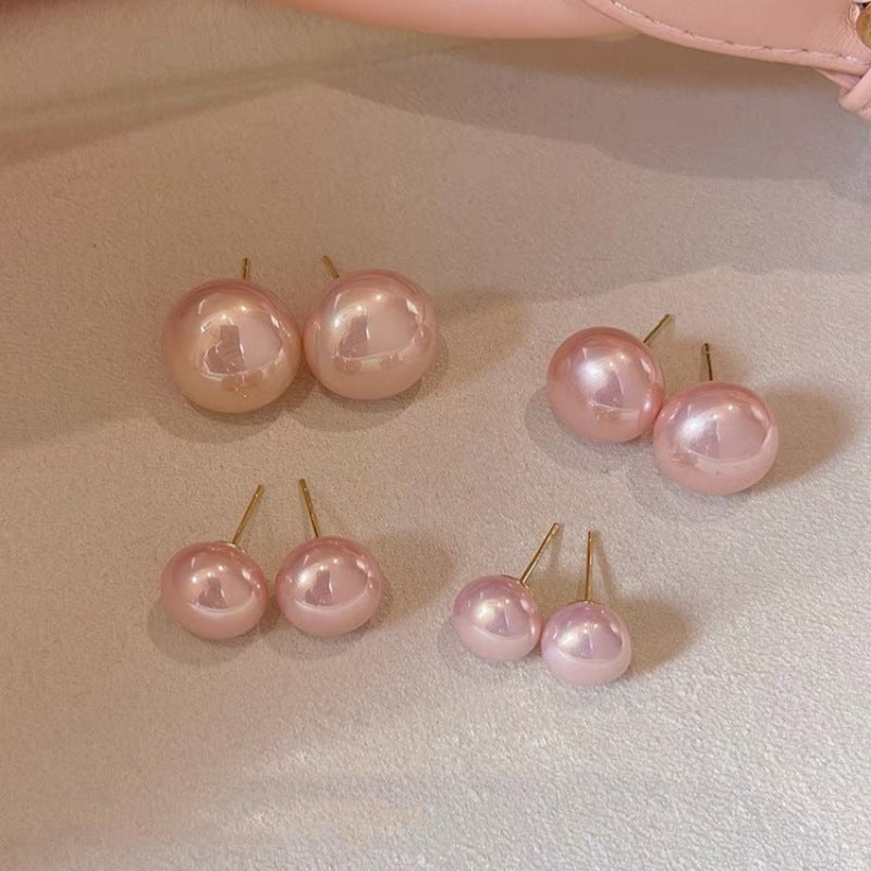 Blossom Pink Steamed Bread Pearl Elegant High-grade Sier Earrings