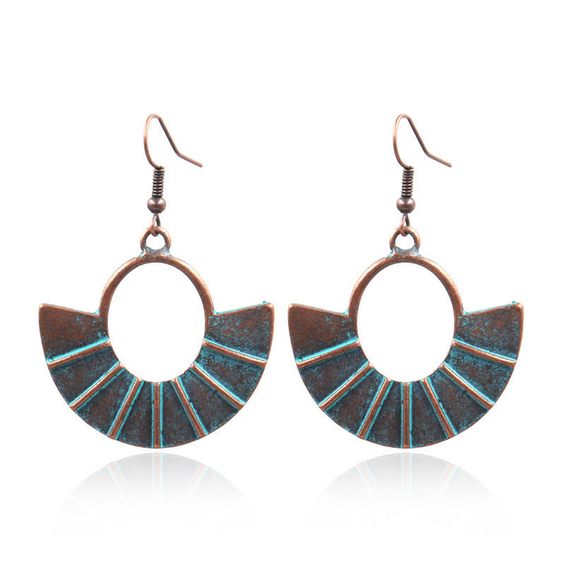 Women's Retro Geometric Circle Distressed Metal Alloy Earrings