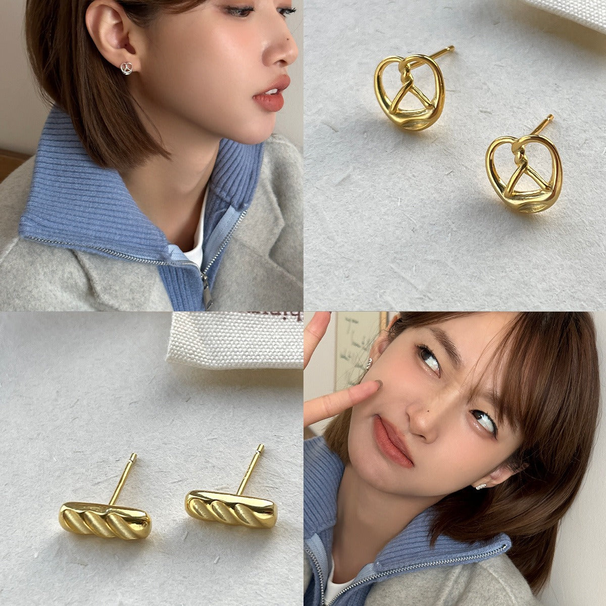 Needle Croissant Female Simple Korean Style Earrings