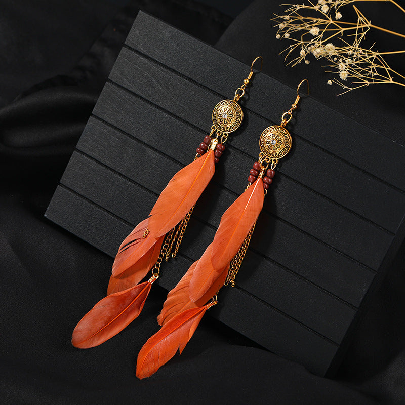 Women's Niche Personality Bohemian Blue Long Yunnan Earrings